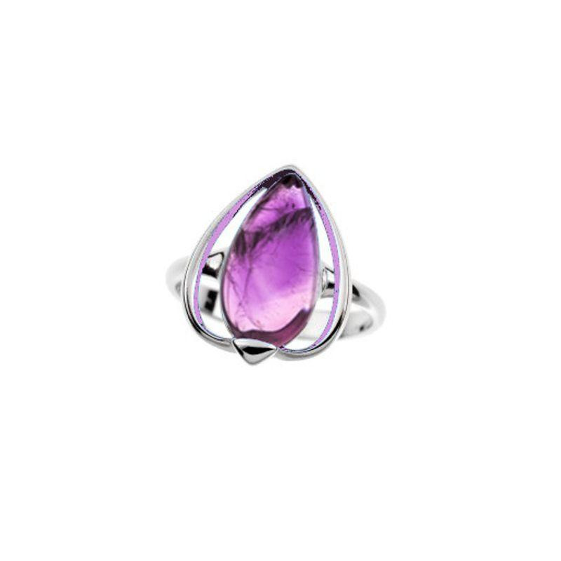 Anello con ametista viola naturale — per evocare l'essenza del trionfo