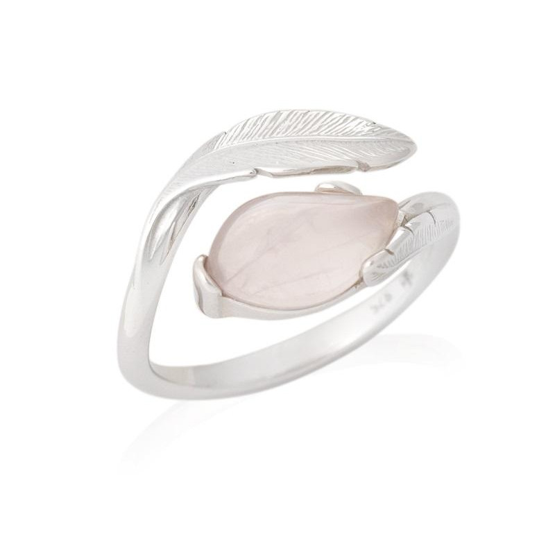 Anello in argento 925 rodiato con quarzo rosa naturale — per ricordare il tuo amore