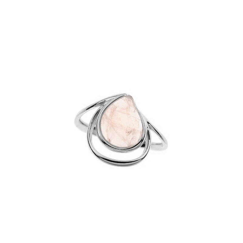 Anello in argento 925 rodiato con quarzo rosa naturale — per accendere dolcezza nel cuore