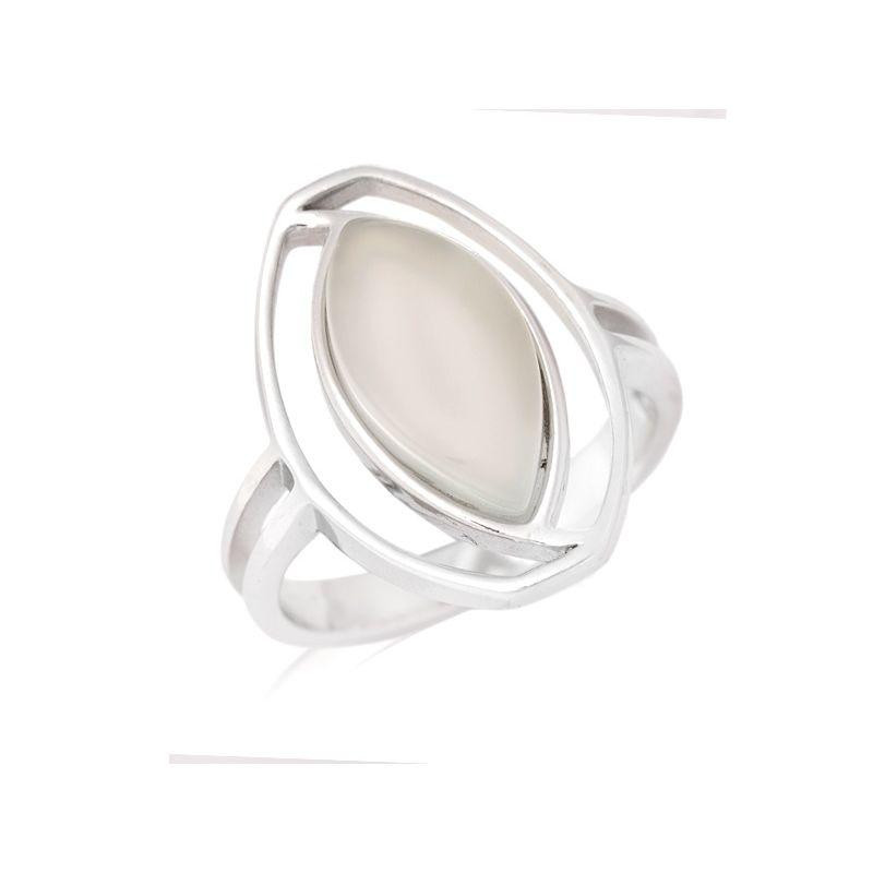 Anello in argento rodiato con agata acqua — per custodire la tua serenità
