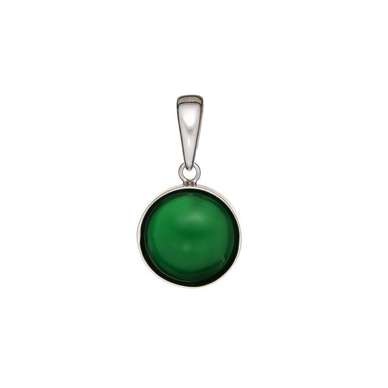 Ciondolo tondo in argento 925 con agata verde – per custodire la tua serenità