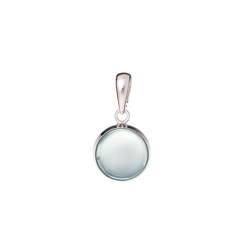 Ciondolo tondo in argento 925 con agata acqua – per custodire la tua serenità