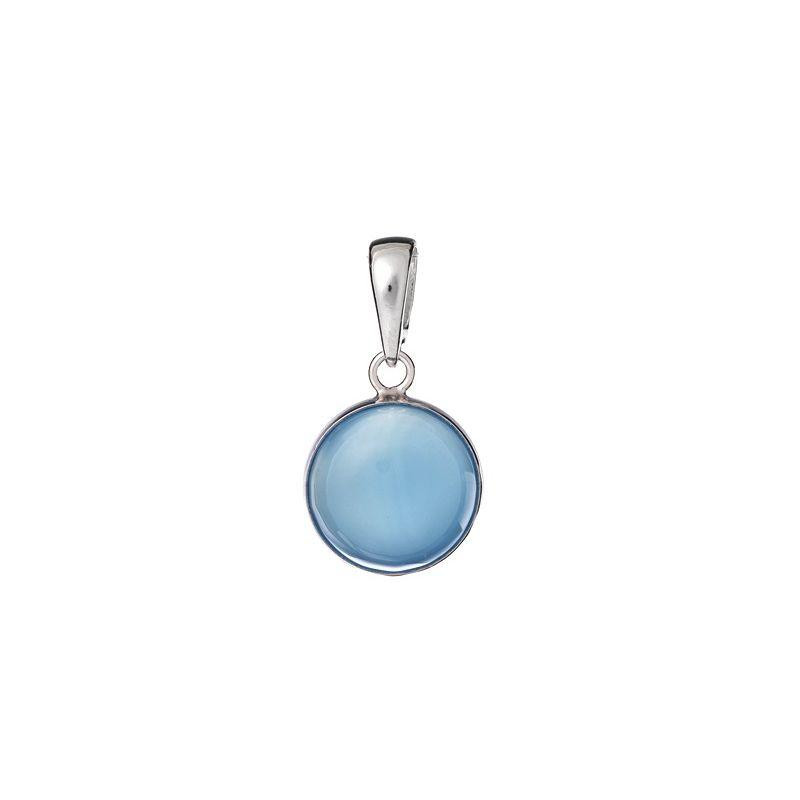 Ciondolo tondo in argento 925 con agata blu — per custodire la serenità
