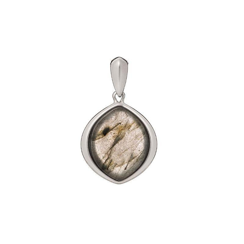 Ciondolo in argento 925 rodiato con labradorite multicolore — per custodire la tua luce