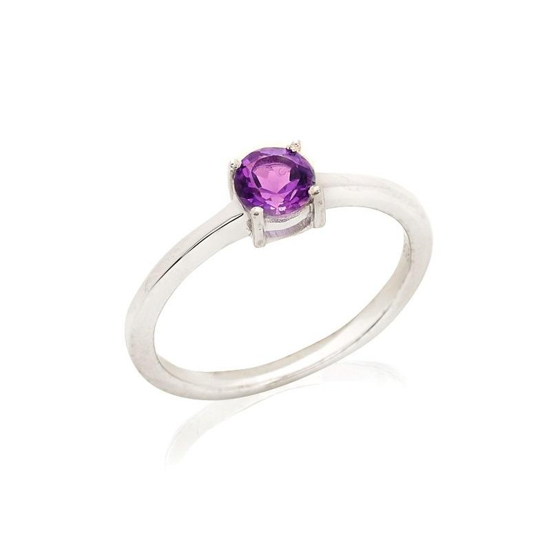 Anello tondo con ametista viola naturale — per portare l'incredibile