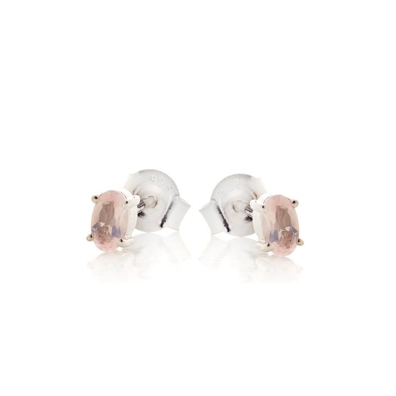 Orecchini in argento 925 rodiato con quarzo rosa naturale — per accendere la tua dolcezza