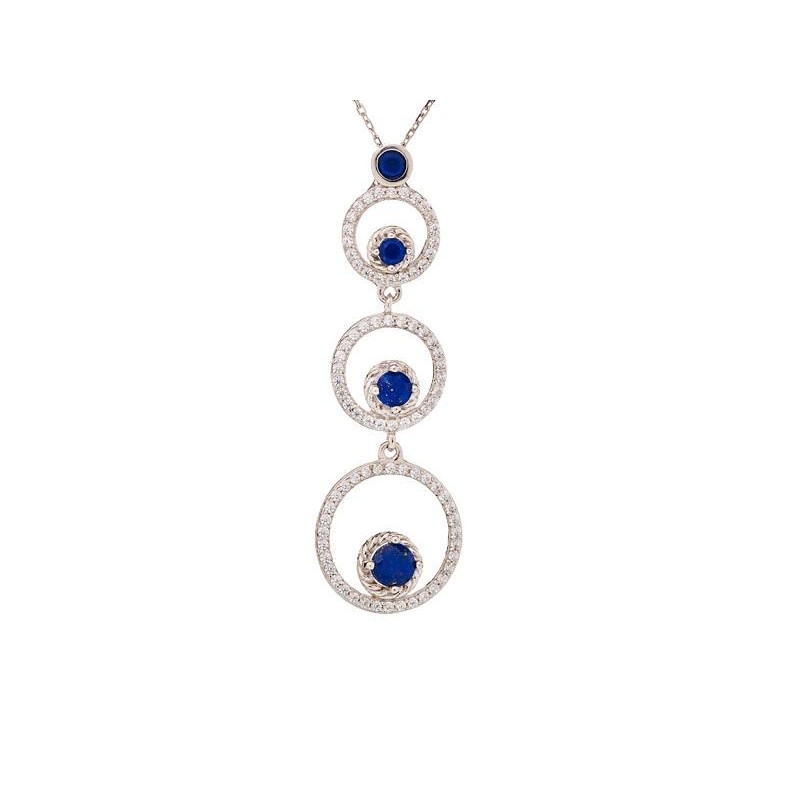 Ciondolo di argento 925 rodiato con lapislazzuli blu tondi — per custodire la tua serenità