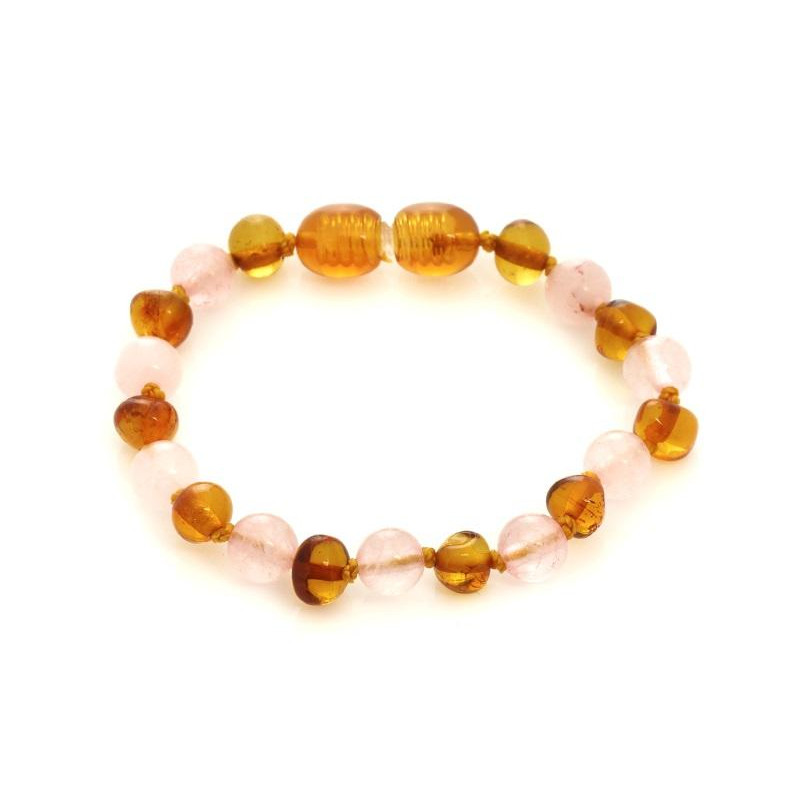 Bracciale di ambra e quarzo rosa per bambini — per custodire la dolcezza dell’infanzia