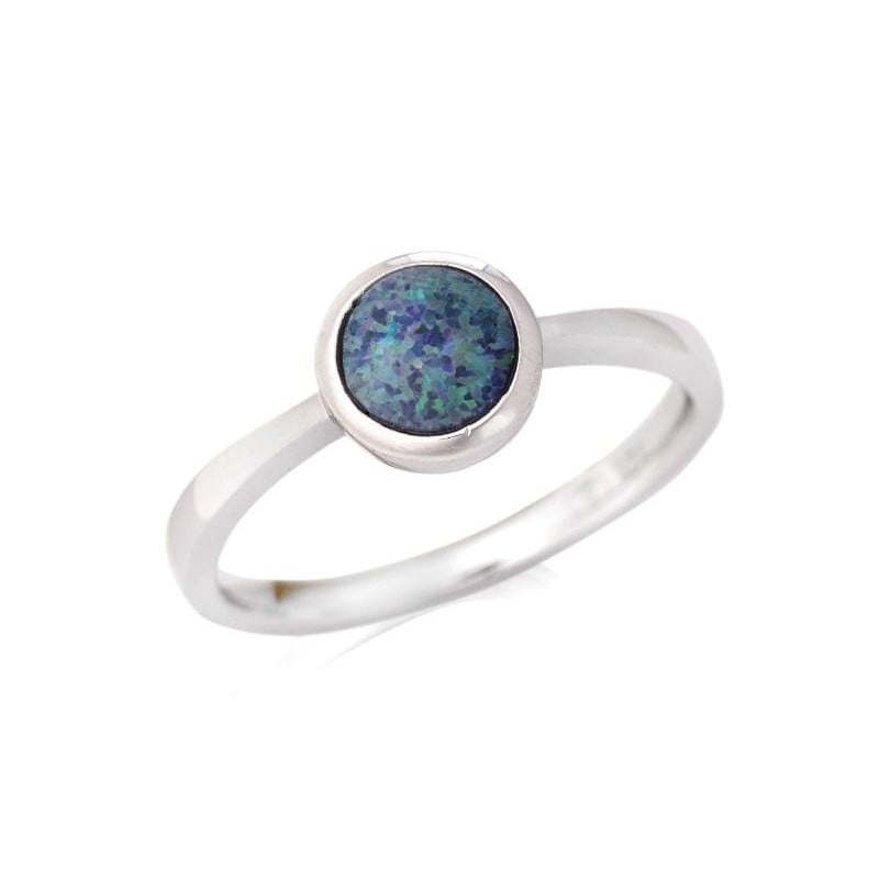 Anello opale blu tondo australiano — per portare l'essenza dell'Oceania