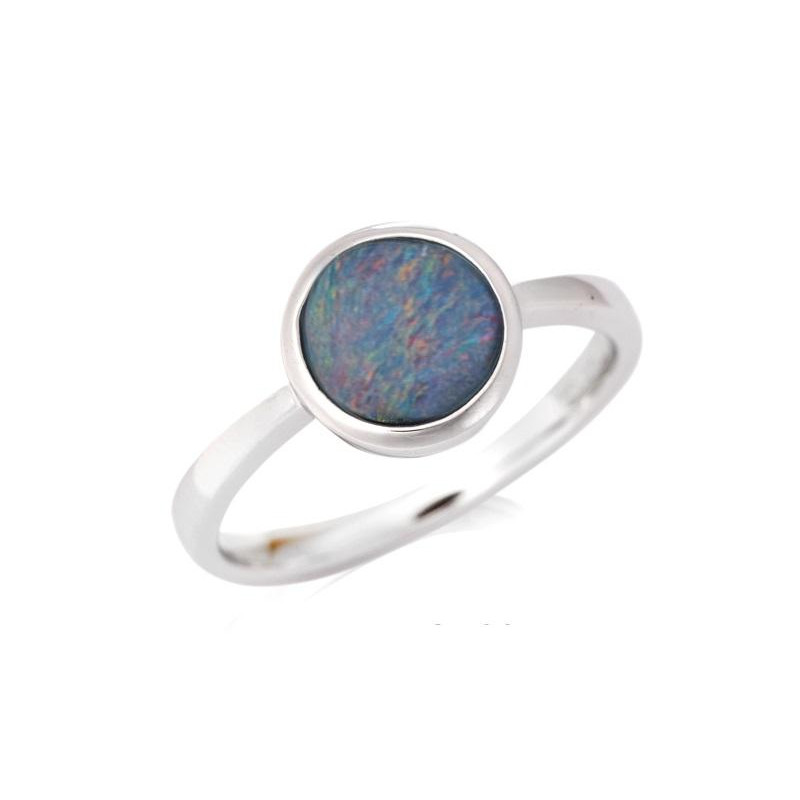 Anello opale blu tondo australiano — per evocare il mare