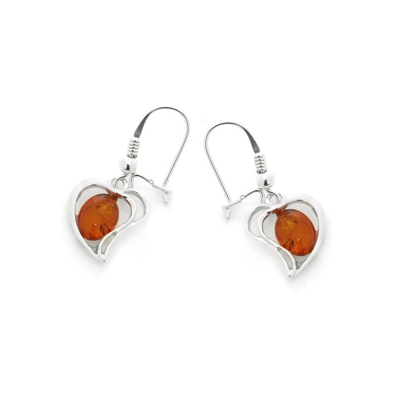 Orecchini cuore ambra cognac — amore duraturo