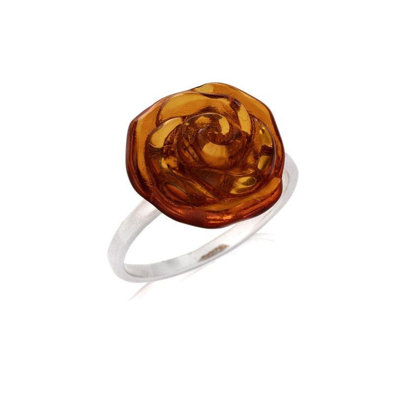 Anello fiore ambra cognac — per riportare i momenti migliori