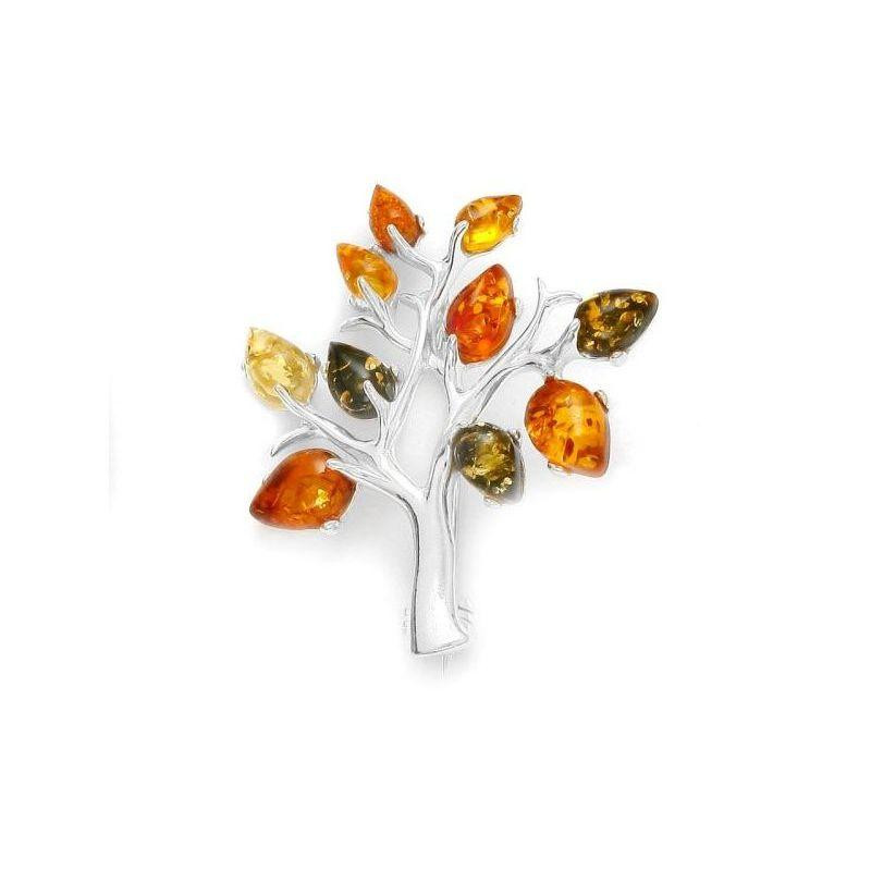Spilla albero della vita ambra multicolore — per racchiudere l'eterno