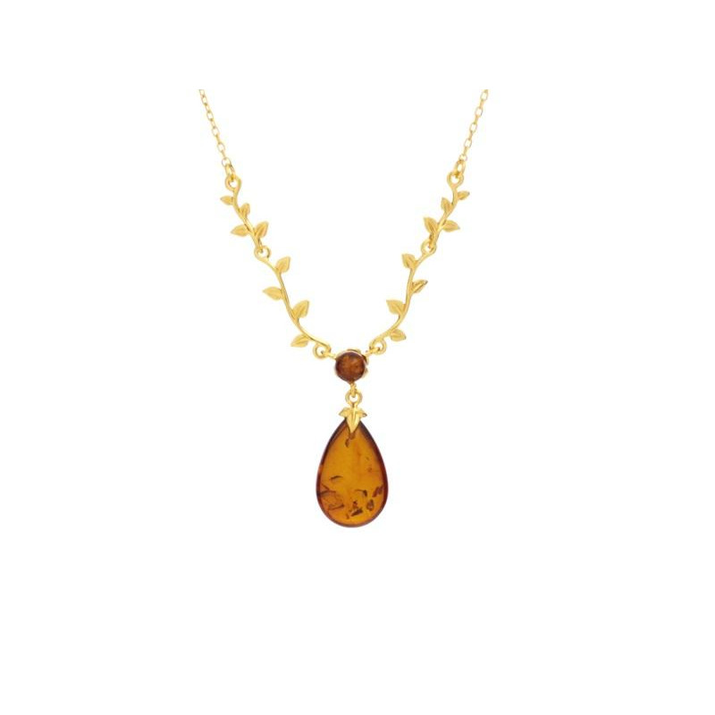 Collana foglia ambra cognac — per evocare il passato