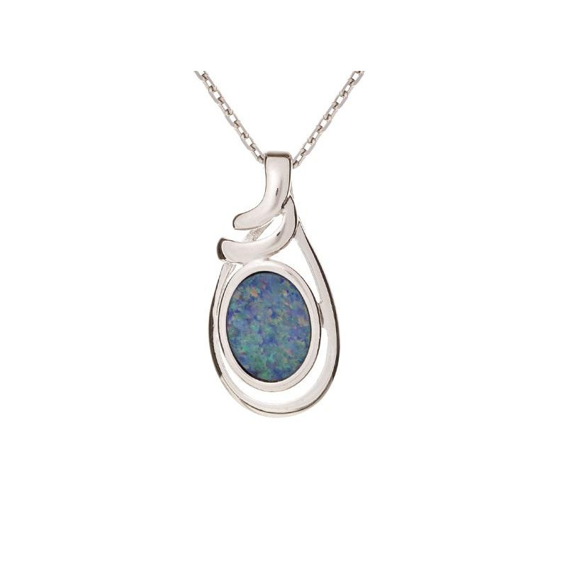 Ciondolo in argento 925 rodiato con doppio opale blu – per custodire la tua serenità