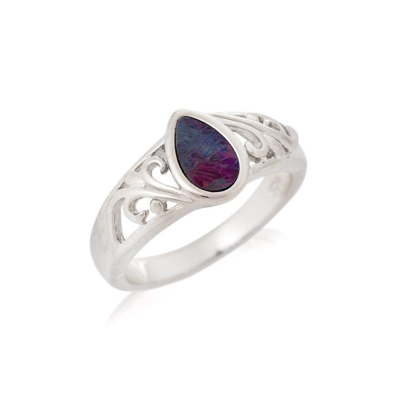 Anello in argento 925 con opale blu australiano — per illuminare ogni tuo gesto