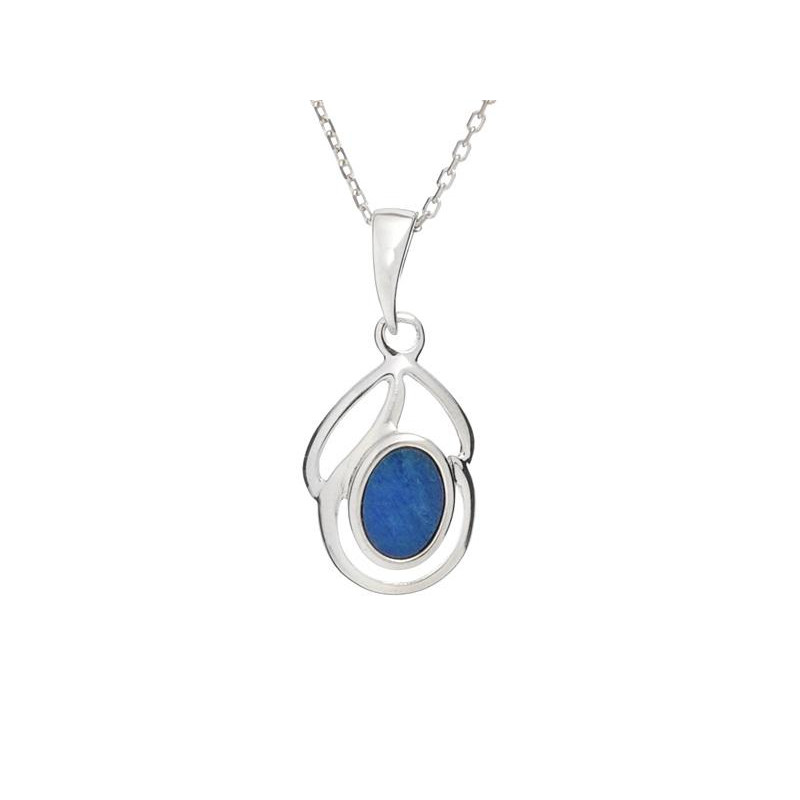 Ciondolo in argento rodiato con opale blu — per illuminare ogni tuo gesto