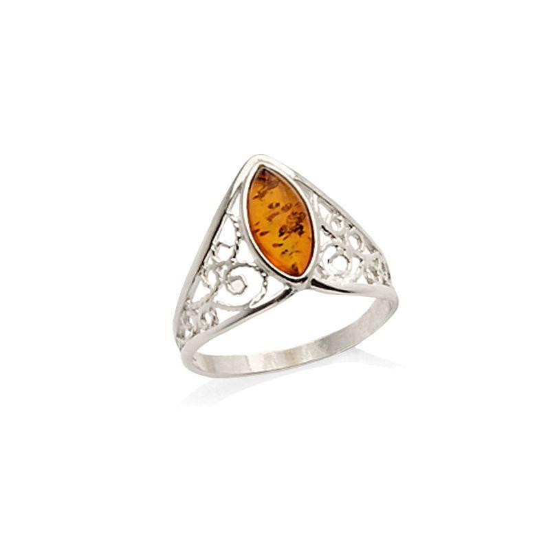 Anello ambra cognac — navetta Mar Baltico — gioiello viaggiatore