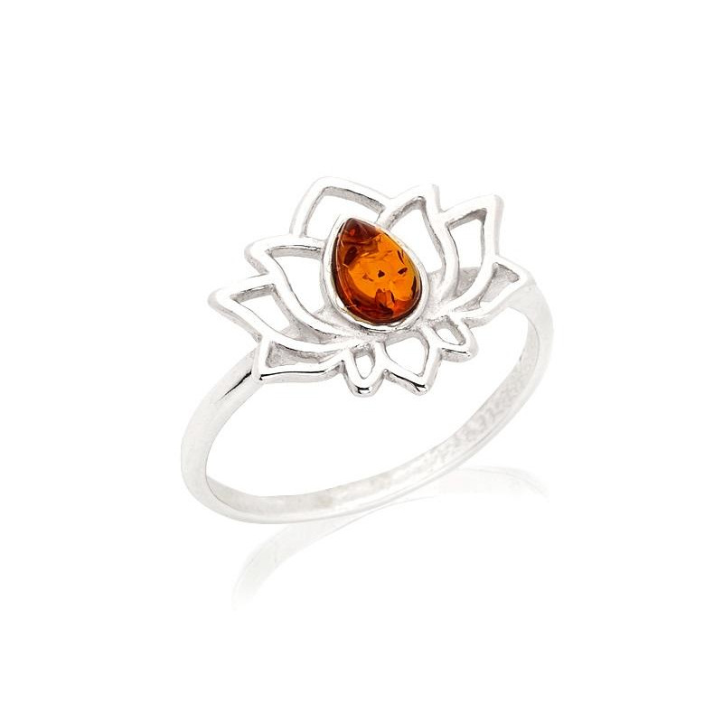 Anello Lotus Ambra Cognac — Per evocare ricordi dolci