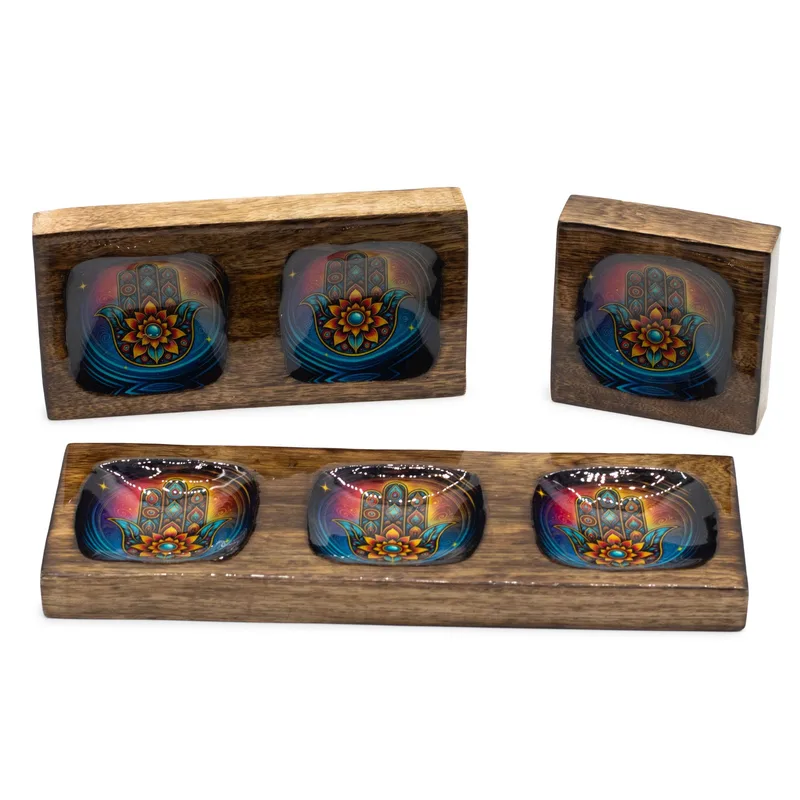 Med Enamelled Mango Tray Set Hamsa — foto 4