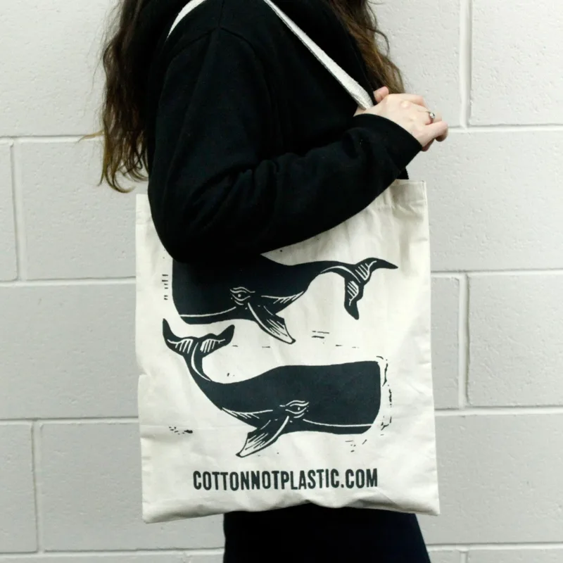 Lrg Naturale 6oz Cotton Bag 38x42cm - WHALES — foto 2