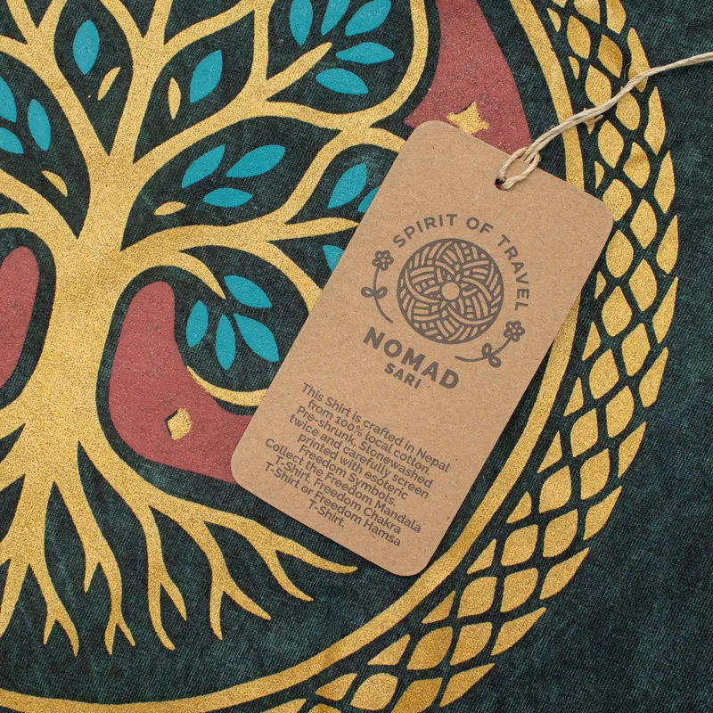 Nomad Sari Stonewashed Cotton T-Shirt Albero of Life Verde XL — foto 1