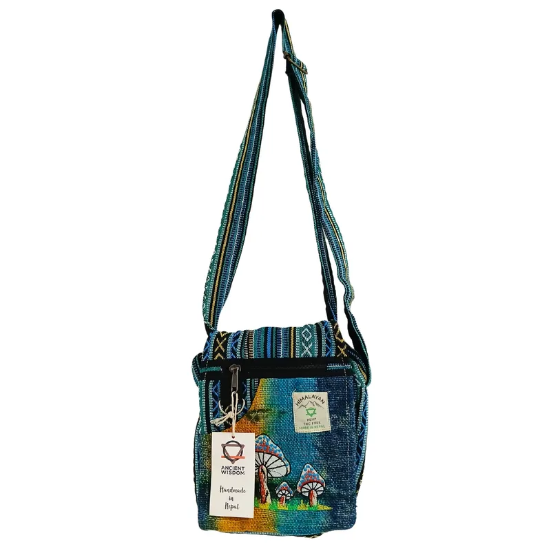 Hemp Embroidery Mushroom Party Bag Verde Mushrooms
