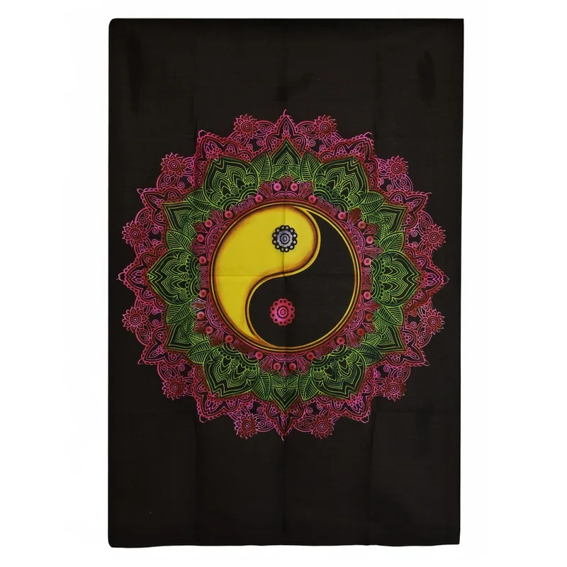 Arte Murale in Cotone (70x110cm) – Ying e Yang Mandala