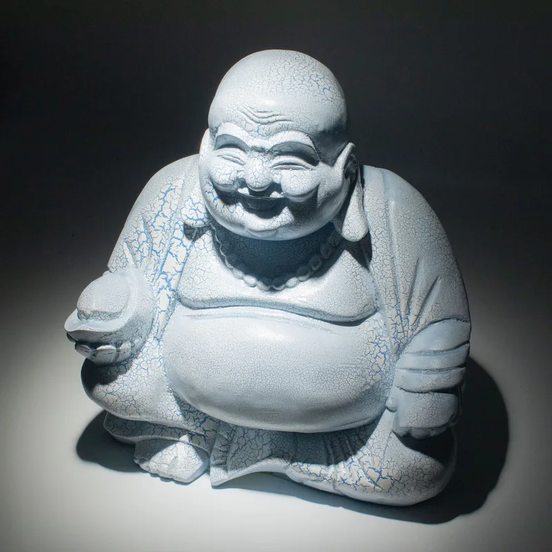 Laughing Buddha Lamp Sky Blu - Round Stand