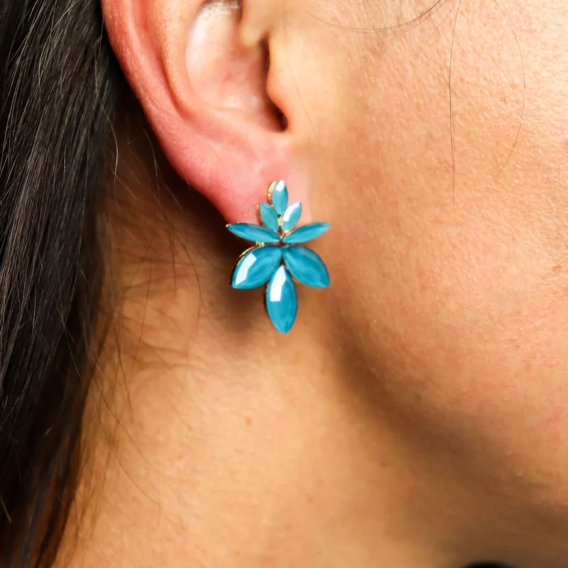 Teal Verde - Vintage Glass - Fiori - Earrings — foto 6