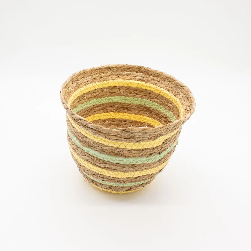 Seagrass & Straw Vase Shaped Baskets Naturale Yellow & Verde Set of 3 — foto 6