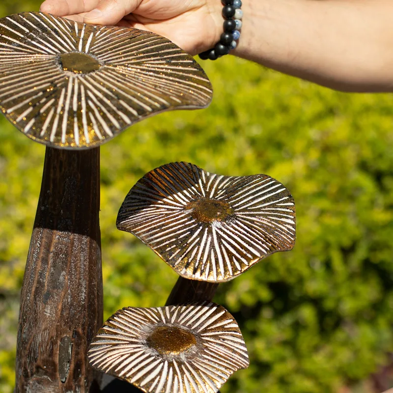 Large Golden Mushroom Art 32cm Naturale — foto 2