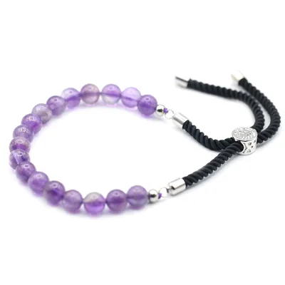 Bracciale in argento 925 con ametista nera — per custodire la tua forza interiore