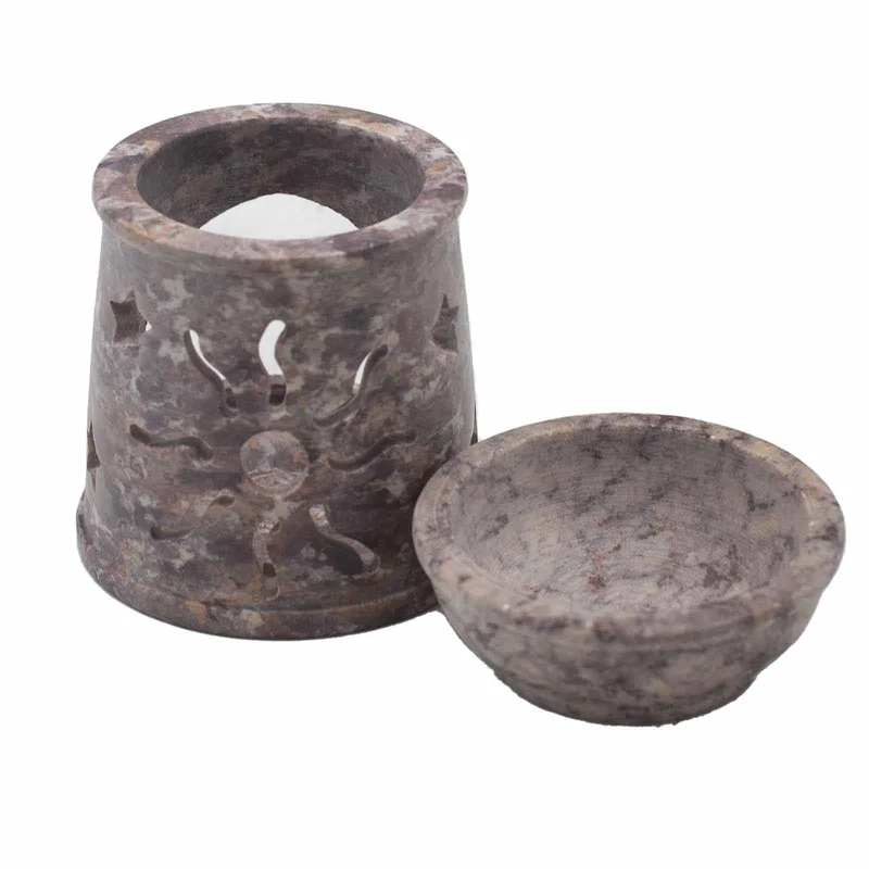 Small Soapstone Olio Bruciatore 8cm - Sun & Stars — foto 3