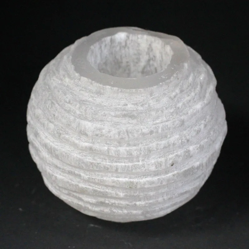 Selenite Snowball Candela Porta 8 cm