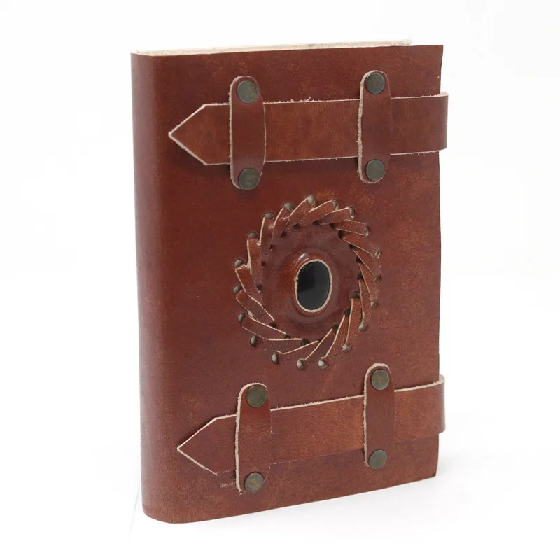 Leather Nero Onyx with Belts Notebook 15x10 cm