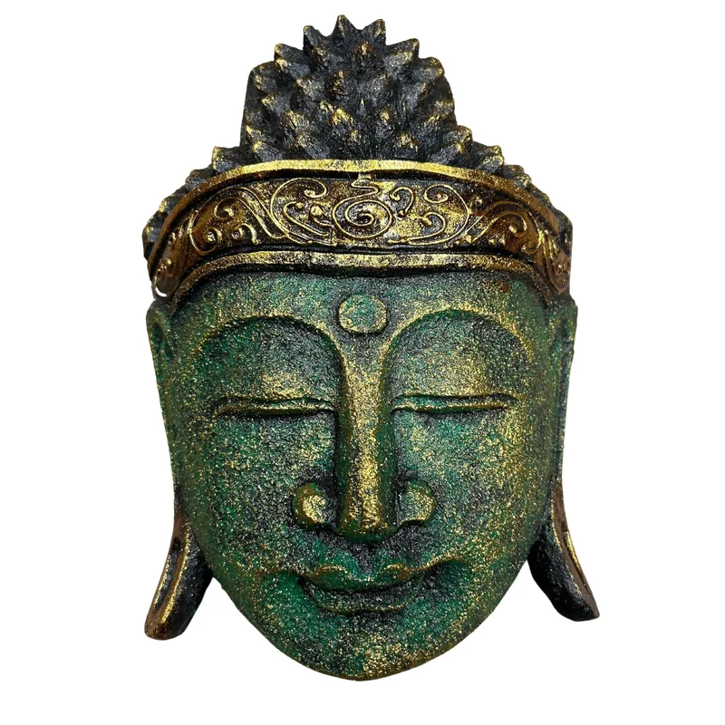 Home Decoration Buddha Head 25cm Verde Shine Finish — foto 1