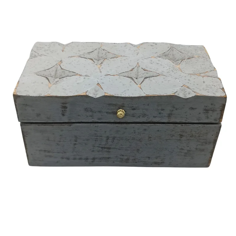 Vintage Deco Multi Purpose Scatola 22x12x10cm Grey Star