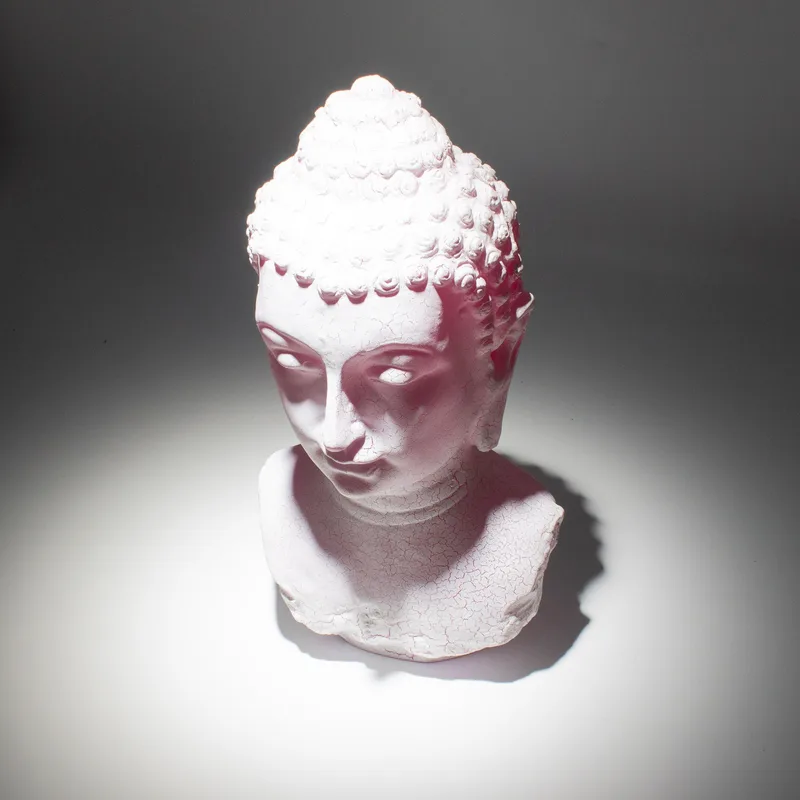 Buddha Bust Lamp Cherry Crackle Oval stand — foto 4