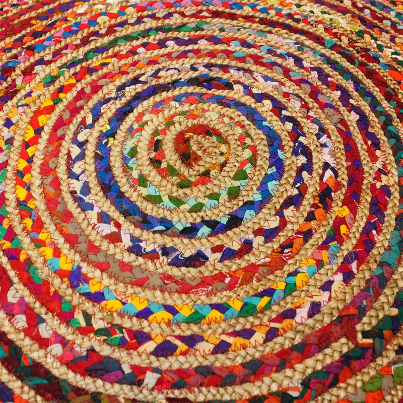 Round Jute and Recycled Cotton Rug 90 cm — foto 4