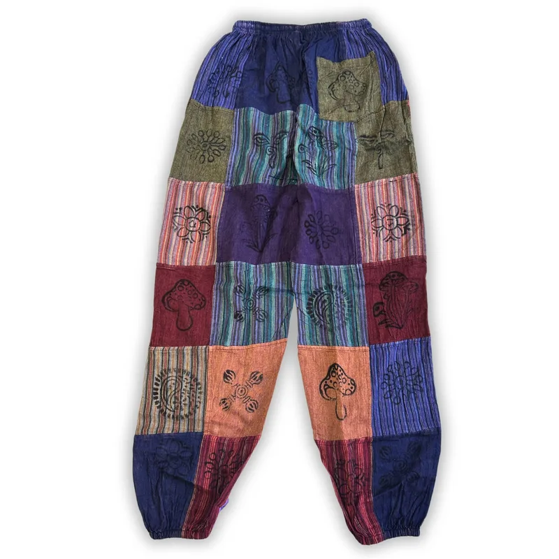 Nomad Sari Mushroom Pants Block Print Designs Purple Tones L/XL — foto 1