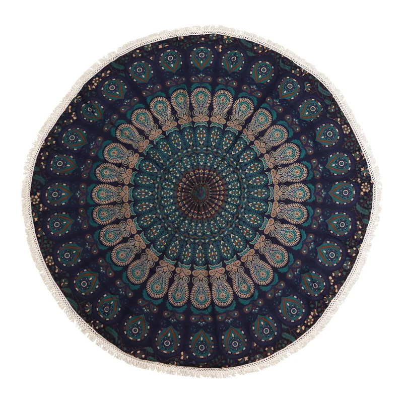 Small Mandala Roundie Cotton Art Peacock Blues