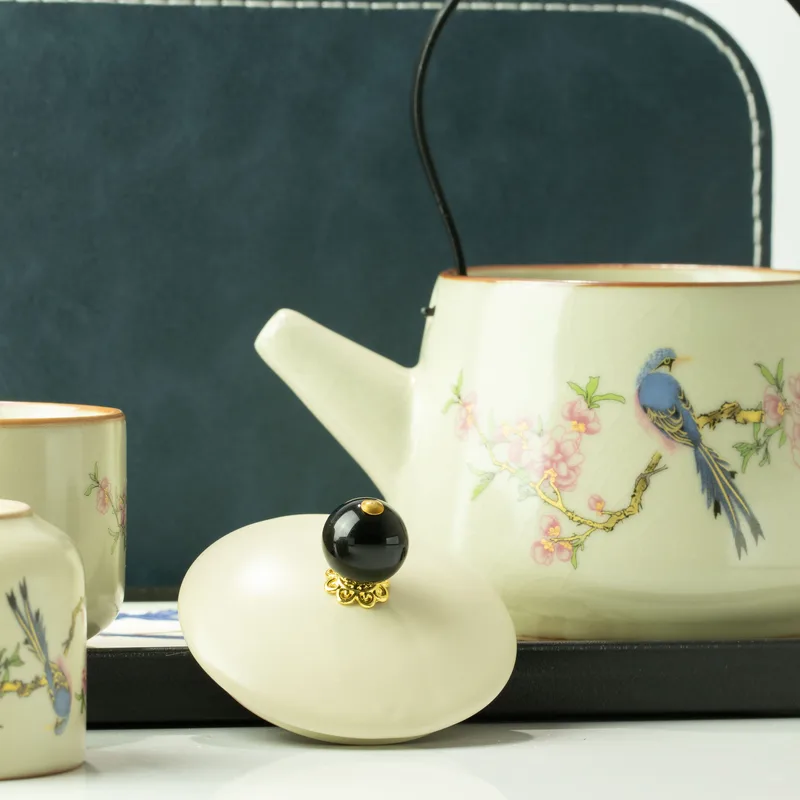 Travel Teapot Set & Two Cups - Blu Bird Qing Dynasty — foto 2