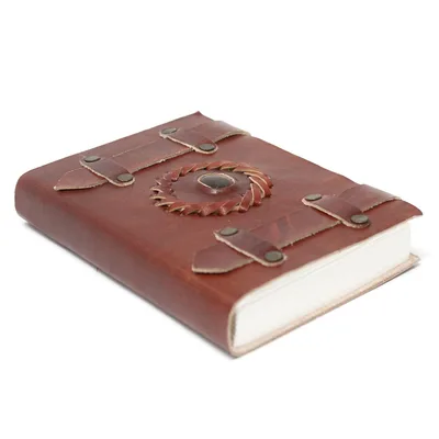 Leather Tigereye with Belts Notebook 15x10 cm — foto 1