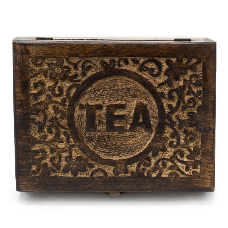 Mango Carved Tè Scatola - ( 12 compartments) 30x23x10cm — foto 1