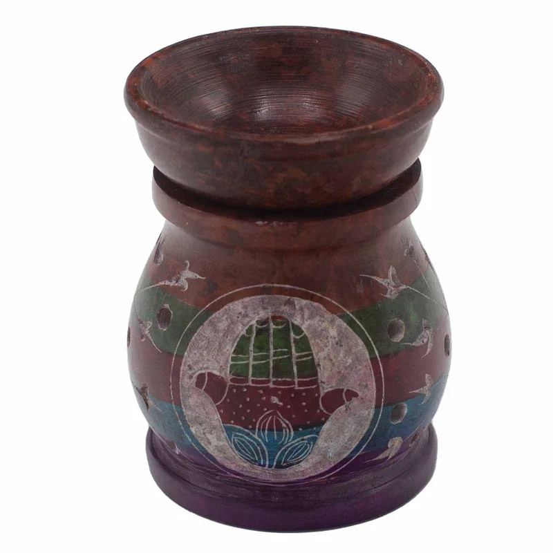 Soapstone Olio Bruciatore 10cm Hamsa Five Colours