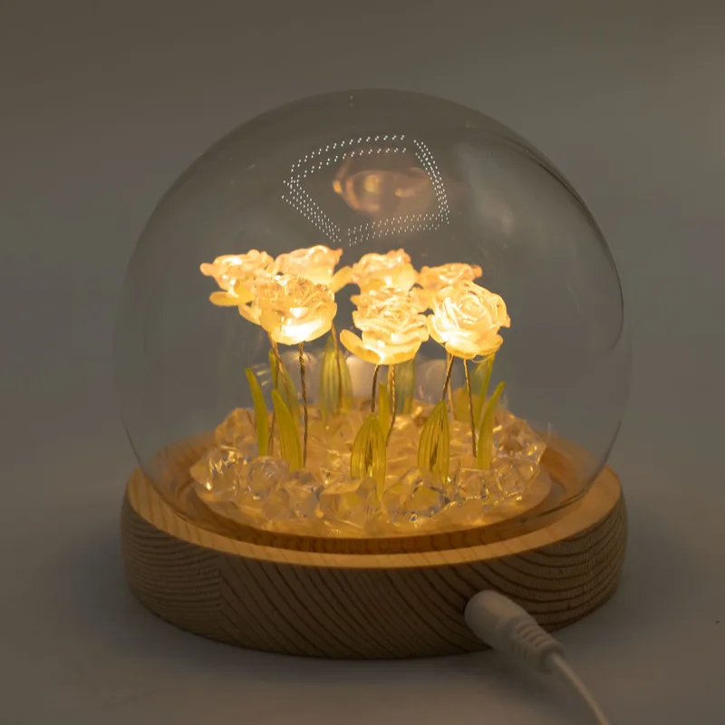 Floral Glow Garden Dome 10 Pink Roses LED USB — foto 6