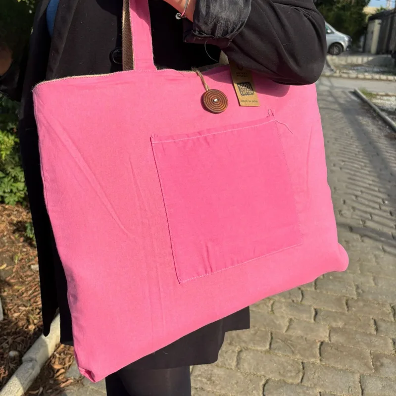 Reversible Jute & Cotton Big Bag Pink — foto 4