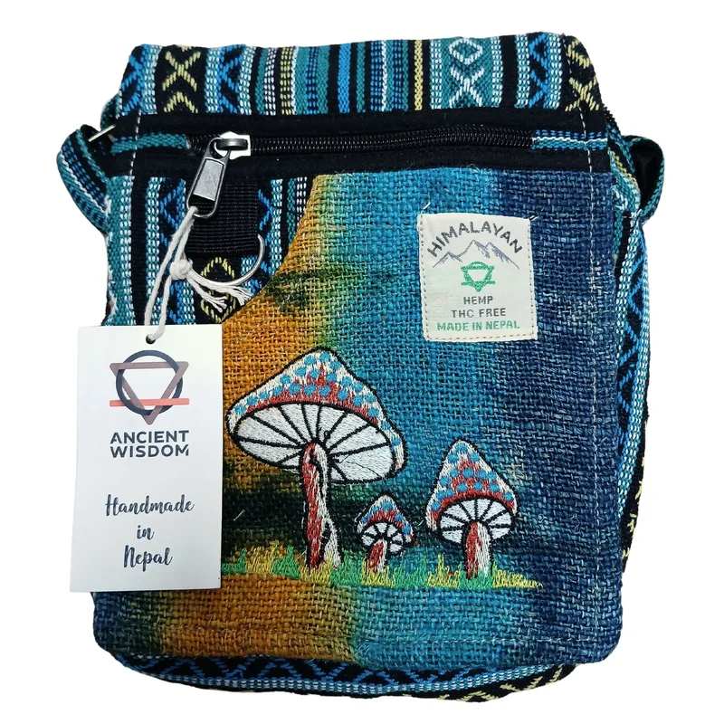 Hemp Embroidery Mushroom Party Bag Verde Mushrooms — foto 1
