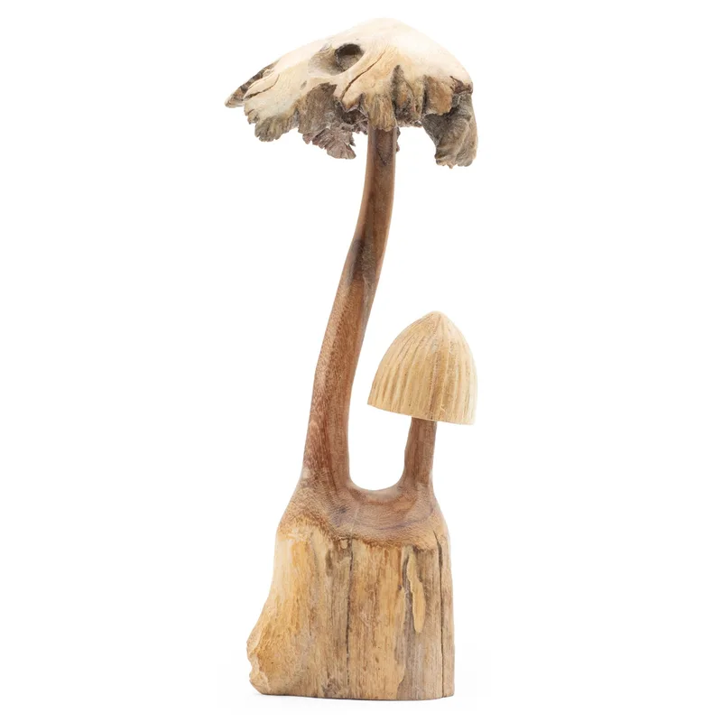 Fatto a mano Parasite Legno Art Carving Set of Two Mushoorms — foto 1